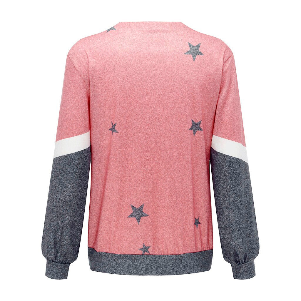 Women's Color block Star Graphic Pullover Sweatshirt