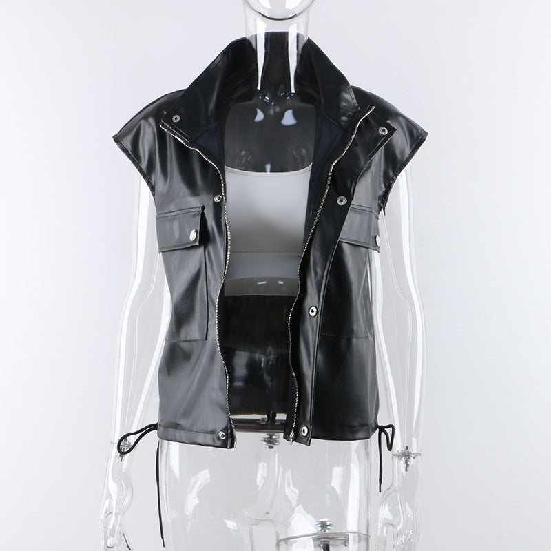 Women's PU Leather Vest - Trendy & Stylish