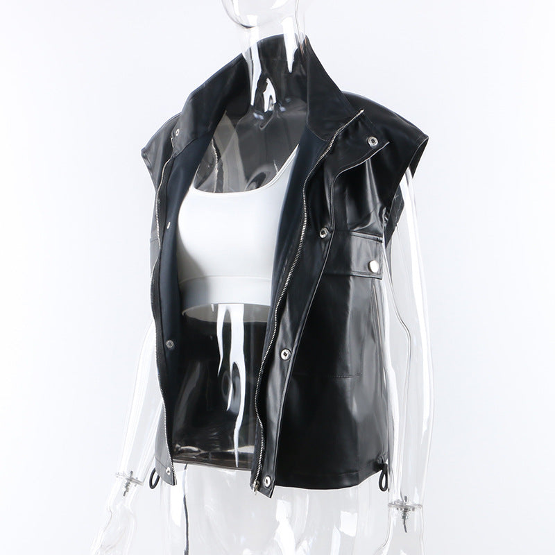 Women's PU Leather Vest - Trendy & Stylish