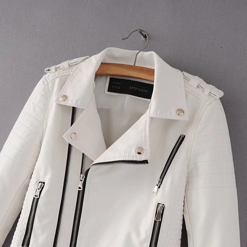 Edgy Style - Women's Faux Leather Moto Jacket