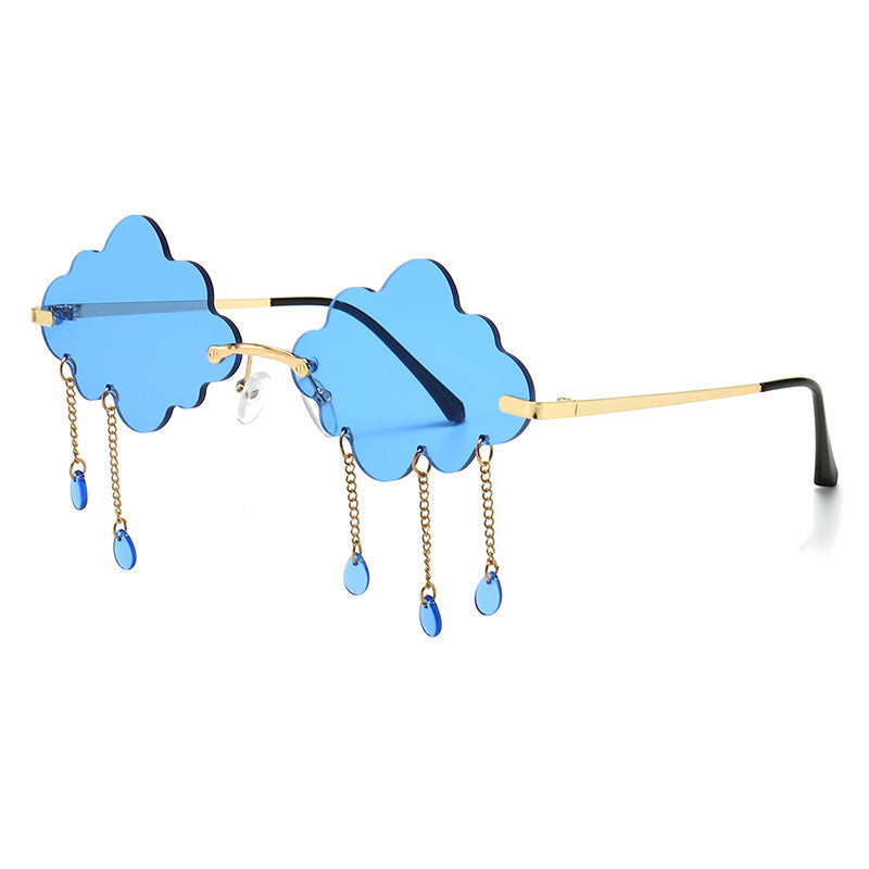 Whimsical Cloud-Shaped Sunglasses with Dangling Charms