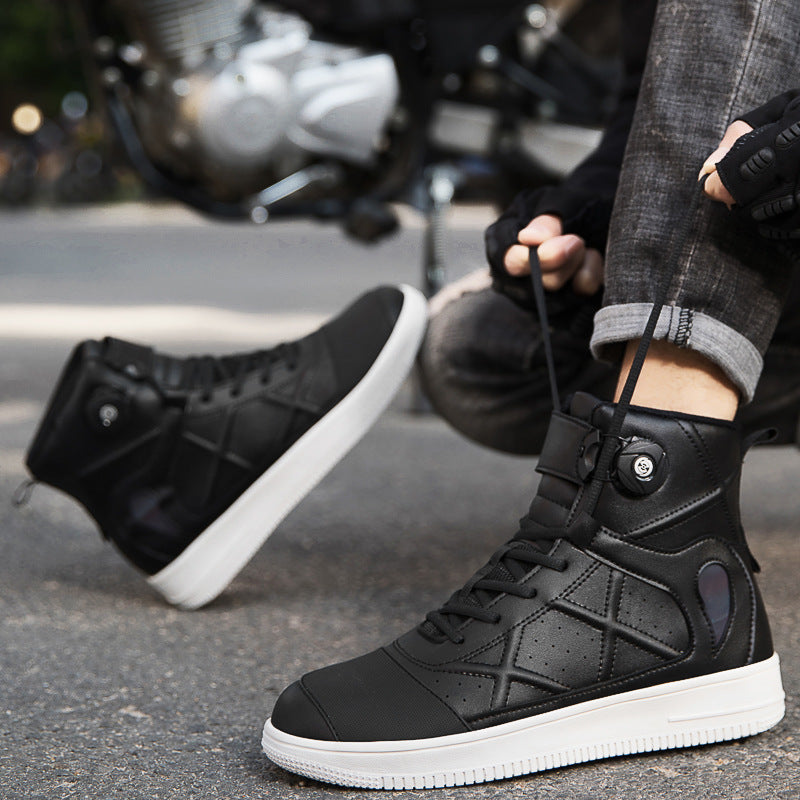 Futuristic Sneakers - Sleek Leather High-Top Sneakers