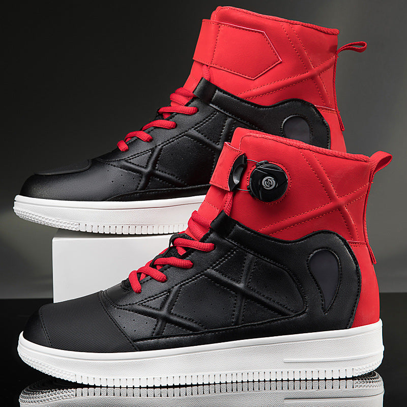 Futuristic Sneakers - Sleek Leather High-Top Sneakers