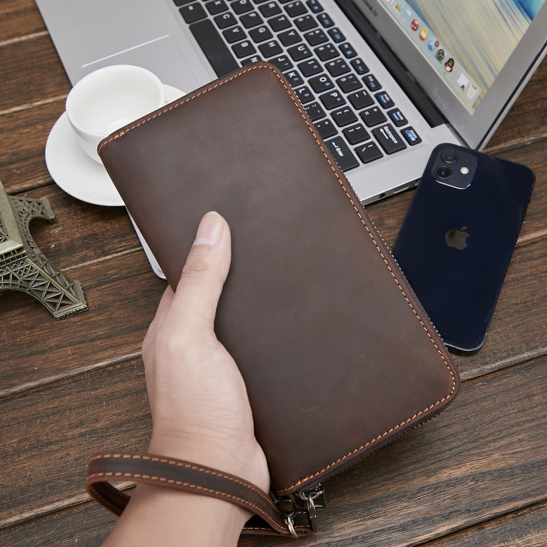 Sophisticated Leather Double Zip Wallet - Elevated Daily Carry