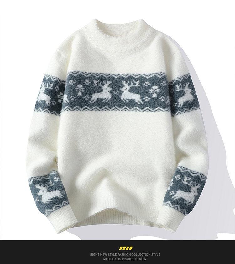 Cozy Deer Pattern Knit Pullover Sweater