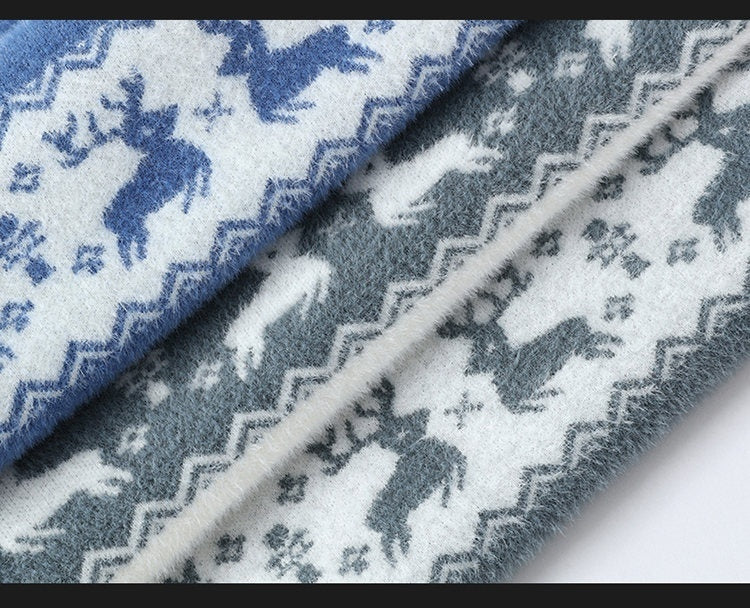 Cozy Deer Pattern Knit Pullover Sweater