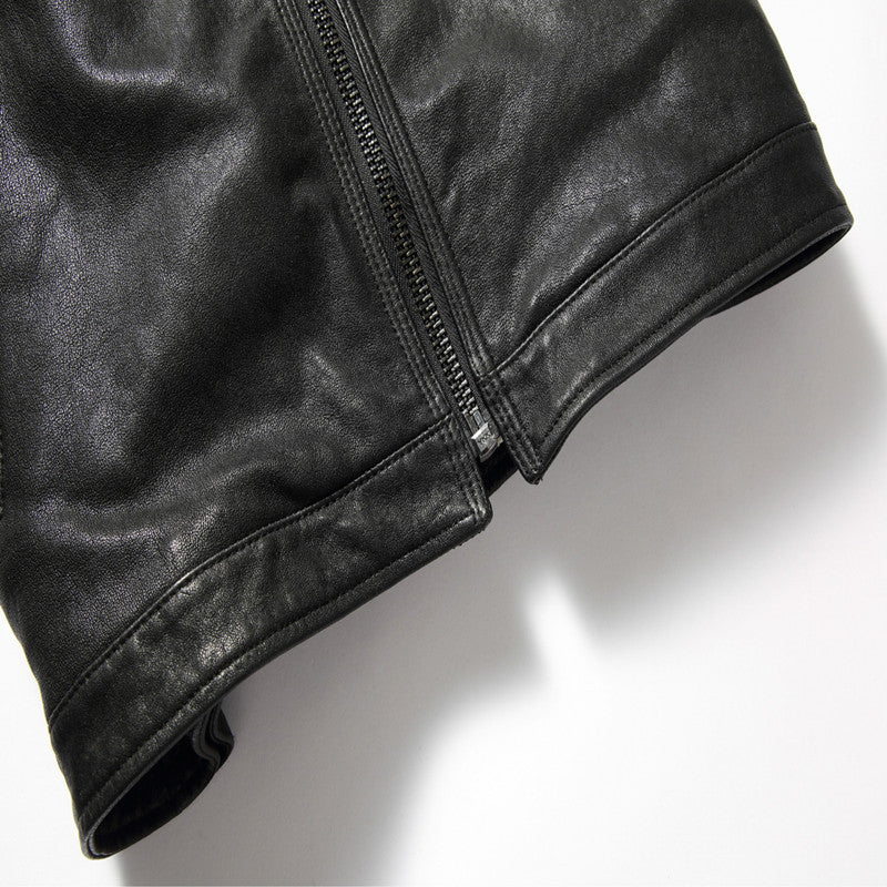 Black Leather Bomber Jacket for Men