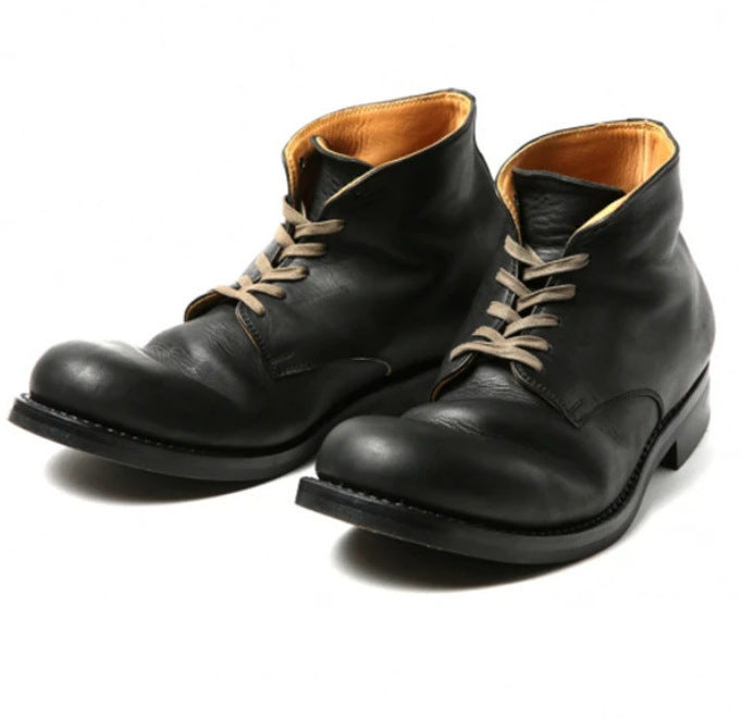 Rugged Leather Lace-Up Ankle Boots