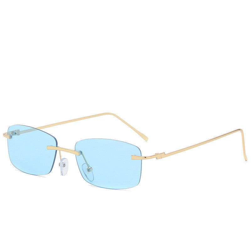 Stylish Gold-Tone Rimless Square Eyeglasses with Gradient Lenses