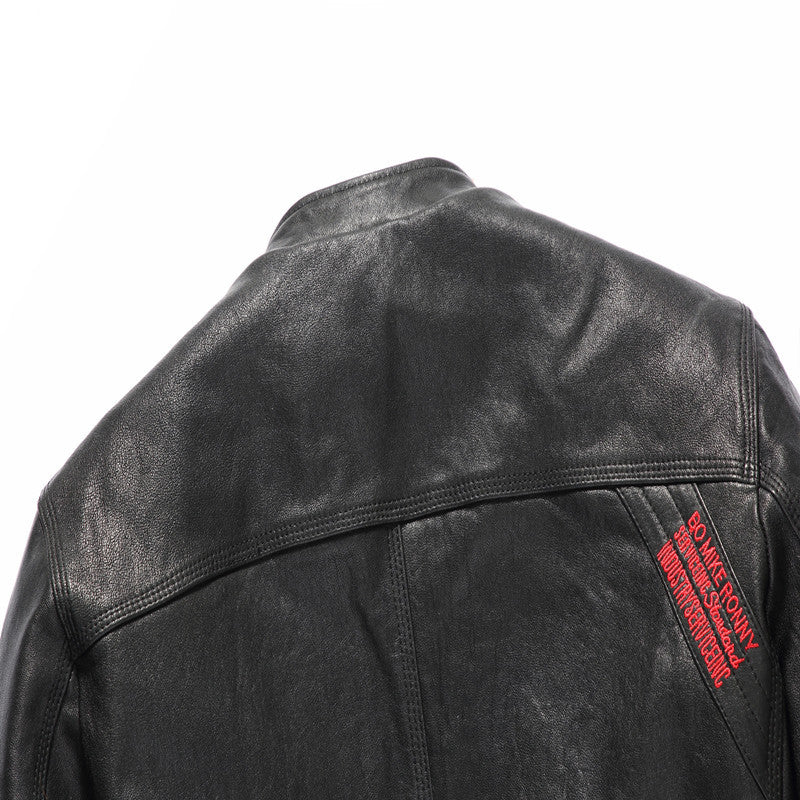 Black Leather Bomber Jacket for Men