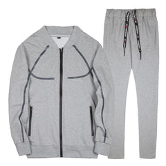 Stylish Graphic Print Zip-Up Tracksuit with Drawstring Waist