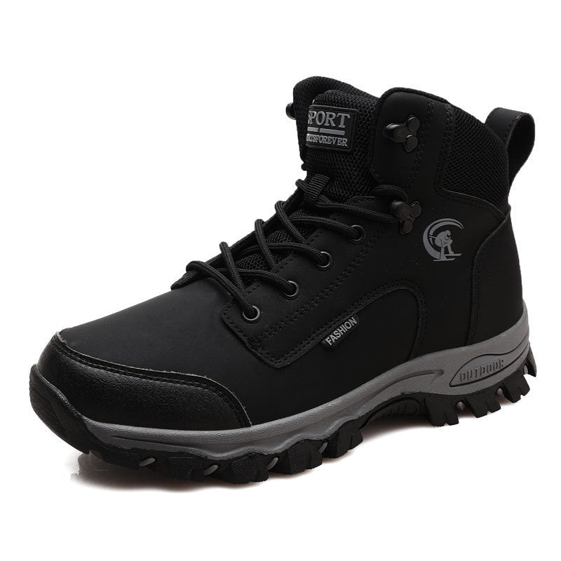 Rugged Leather Hiking Boots with Durable Traction Sole