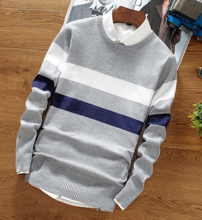 Men's Striped Sweater - Cozy & Stylish Fall Fashion