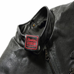 Black Leather Bomber Jacket for Men