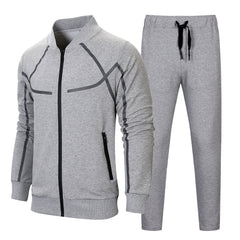 Stylish Graphic Print Zip-Up Tracksuit with Drawstring Waist