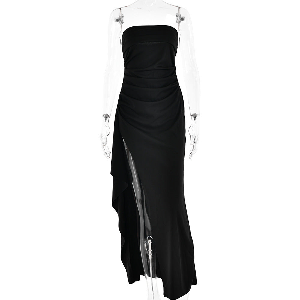 Elegant Strapless Ruched Maxi Dress - Sophisticated Evening Gown