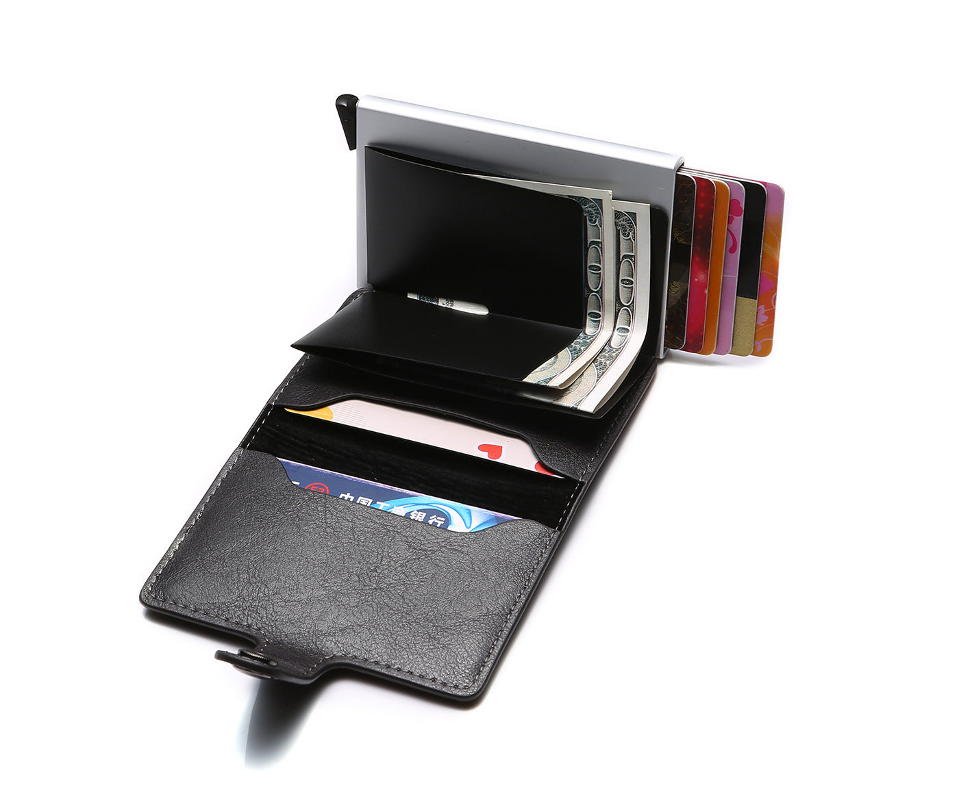 Compact Card Wallet - Elegant Burgundy Leather Wallet with Card Slots