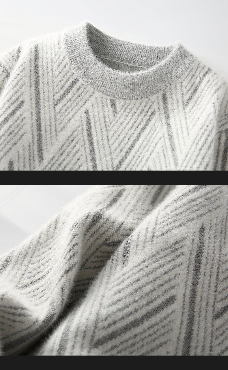 Men's Chevron Knit Sweater - Cozy & Stylish Fall Fashion