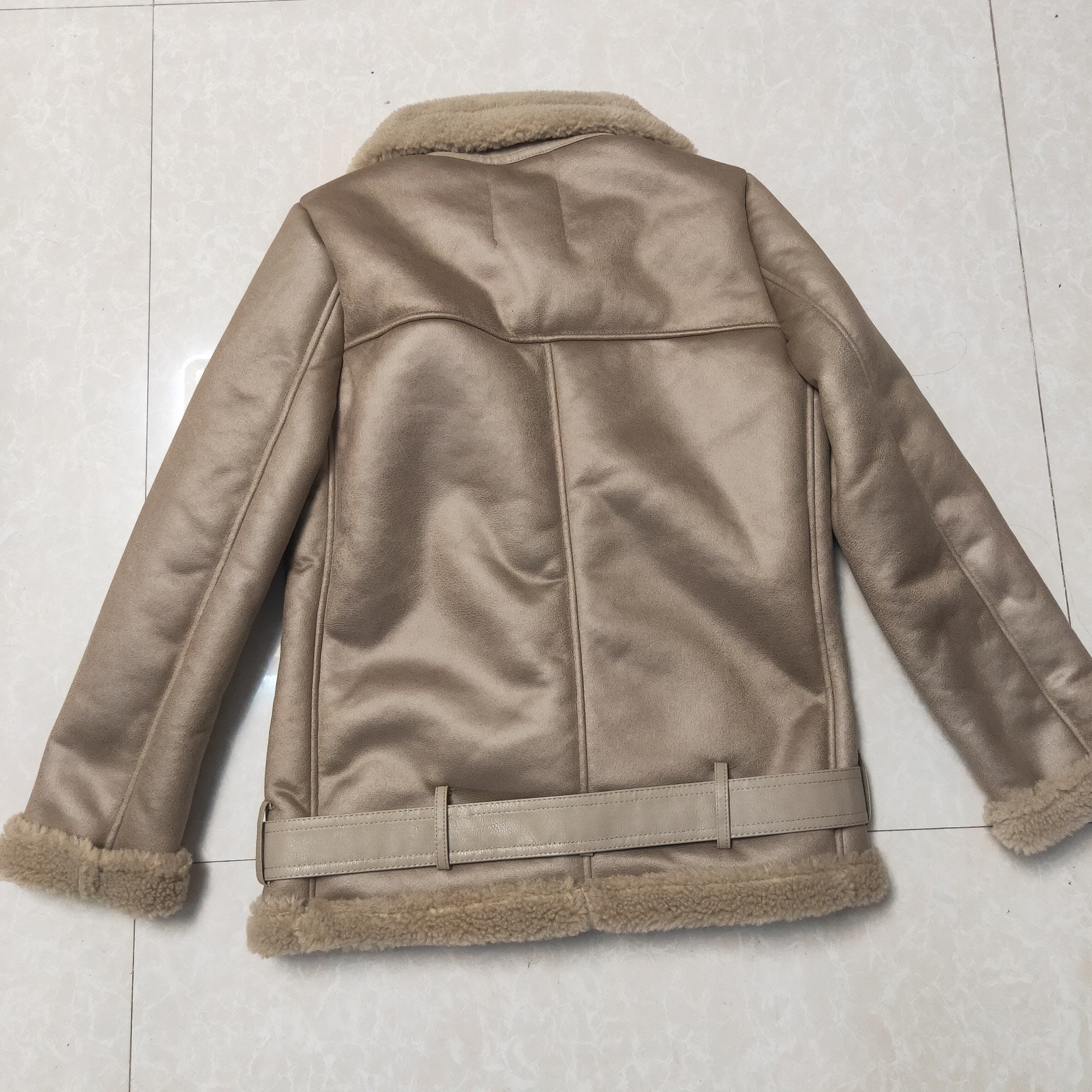 Stylish Winter Warmth Beige Aviator Jacket - Cozy & Chic