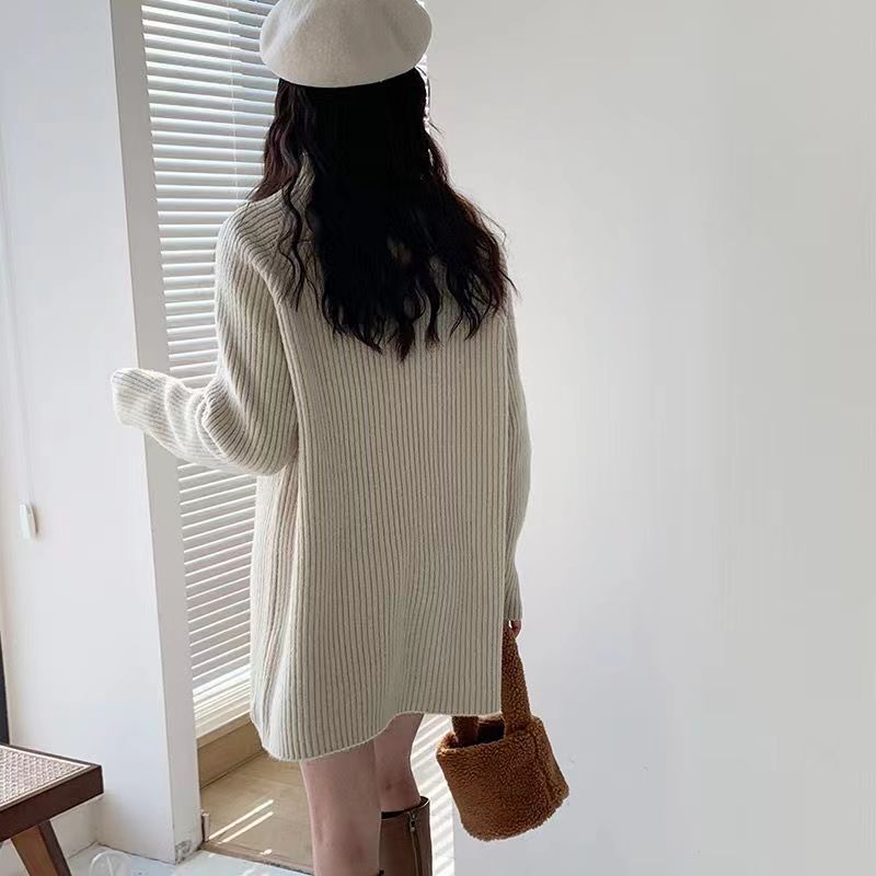 Cozy Oversized Ribbed Knit Sweater Dress