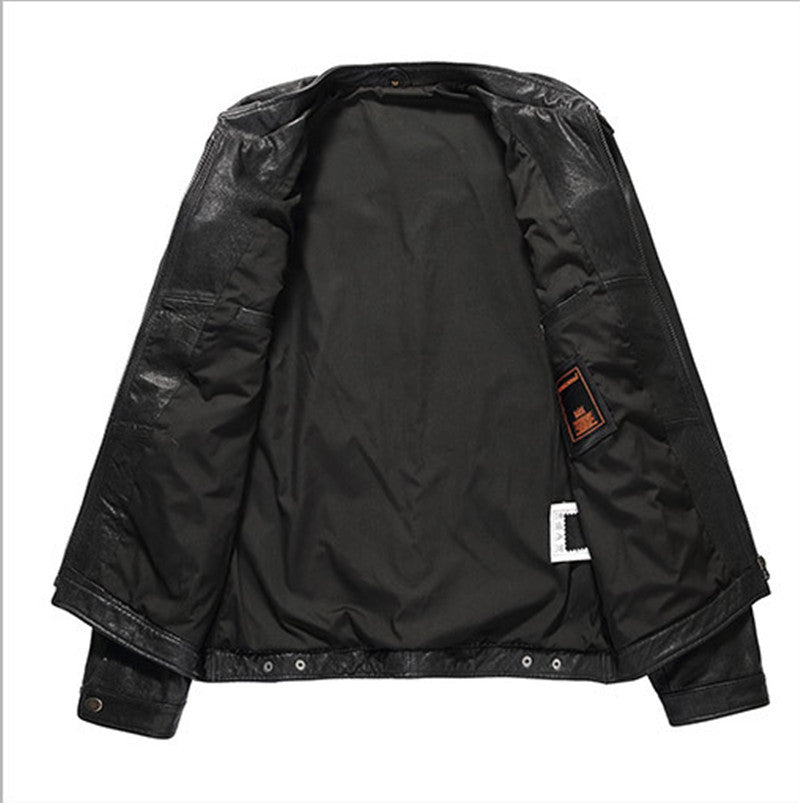 Black Leather Bomber Jacket for Men