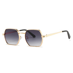 Geometric Sunglasses with Metallic Accents and Gradient Lenses