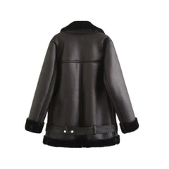 Warm Winter Biker Jacket - Women's Faux Shearling