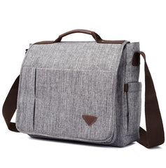 Versatile Messenger Bag with Linen-Look Fabric and Leather Accents