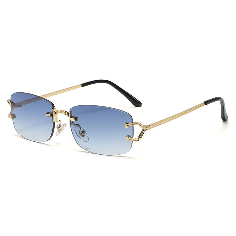 Chic Rimless Geometric Sunglasses with Sleek Metal Frames