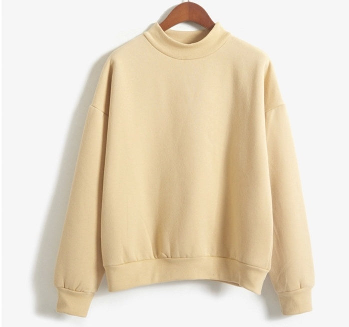 Cozy Oversized Mock Neck Pullover Sweatshirt