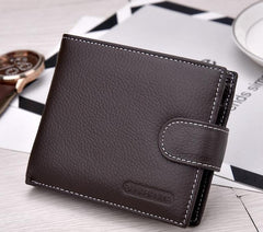 High-Quality Genuine Leather Bifold Wallet with Snap Closure