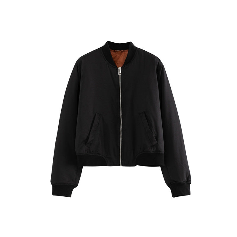 Women's Cropped Bomber Jacket - Casual & Comfortable