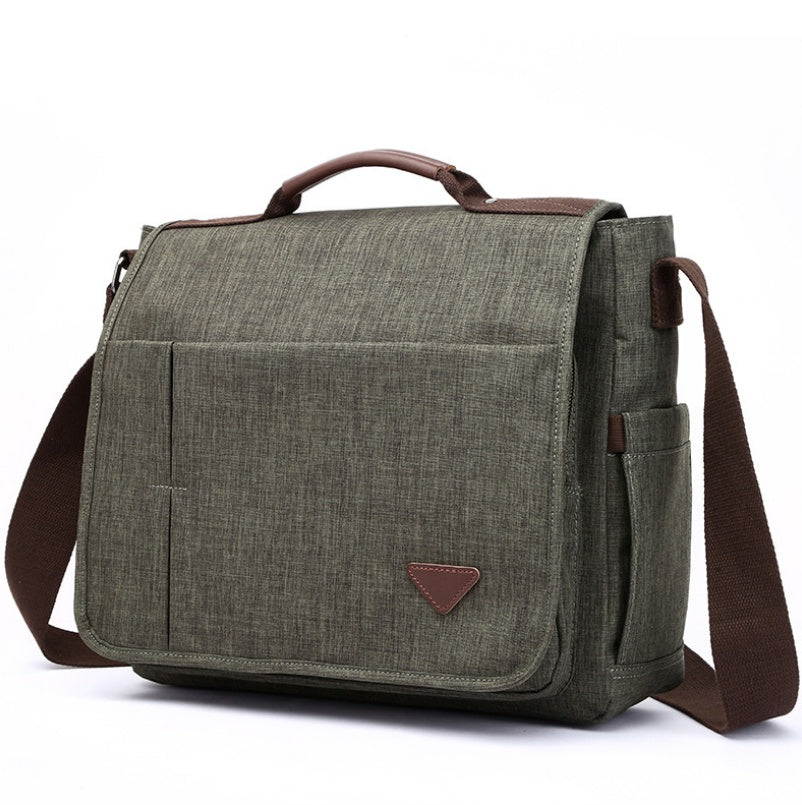 Versatile Messenger Bag with Linen-Look Fabric and Leather Accents