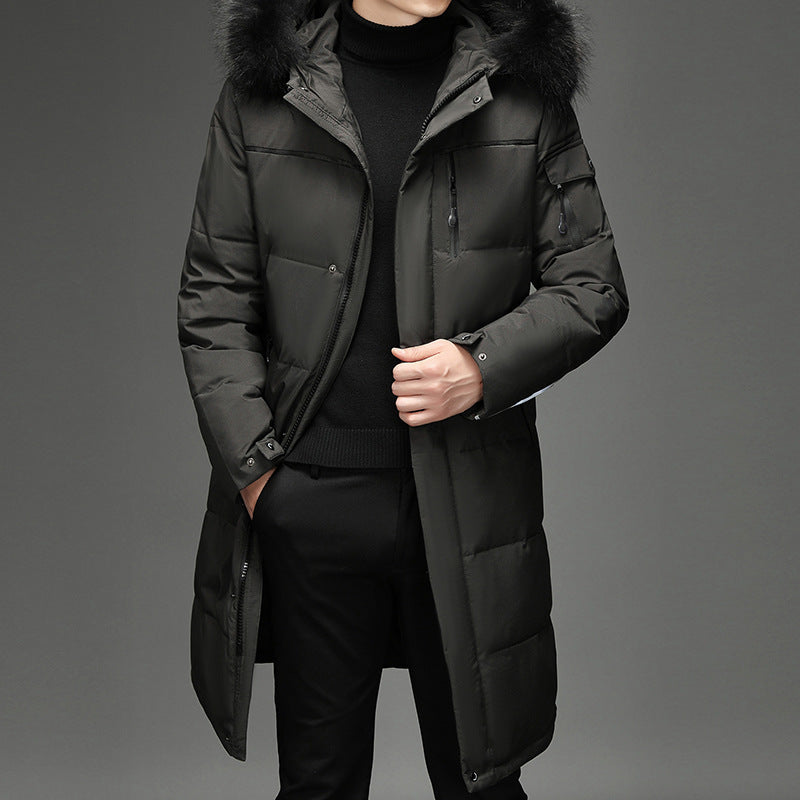 Men's Long Down Parka - Winter Coat with Hood