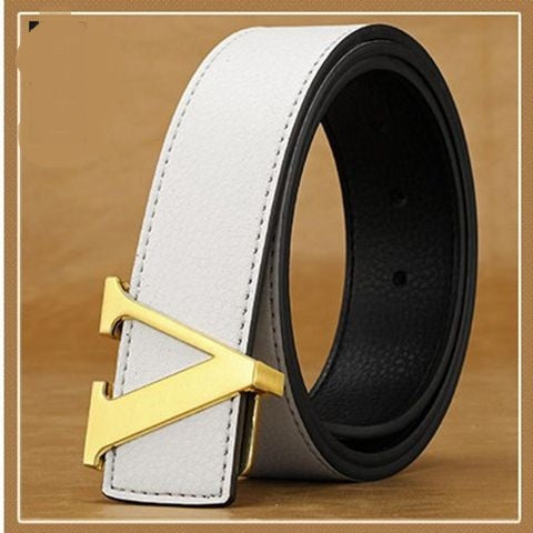 Men's Premium Leather Belt with V Buckle