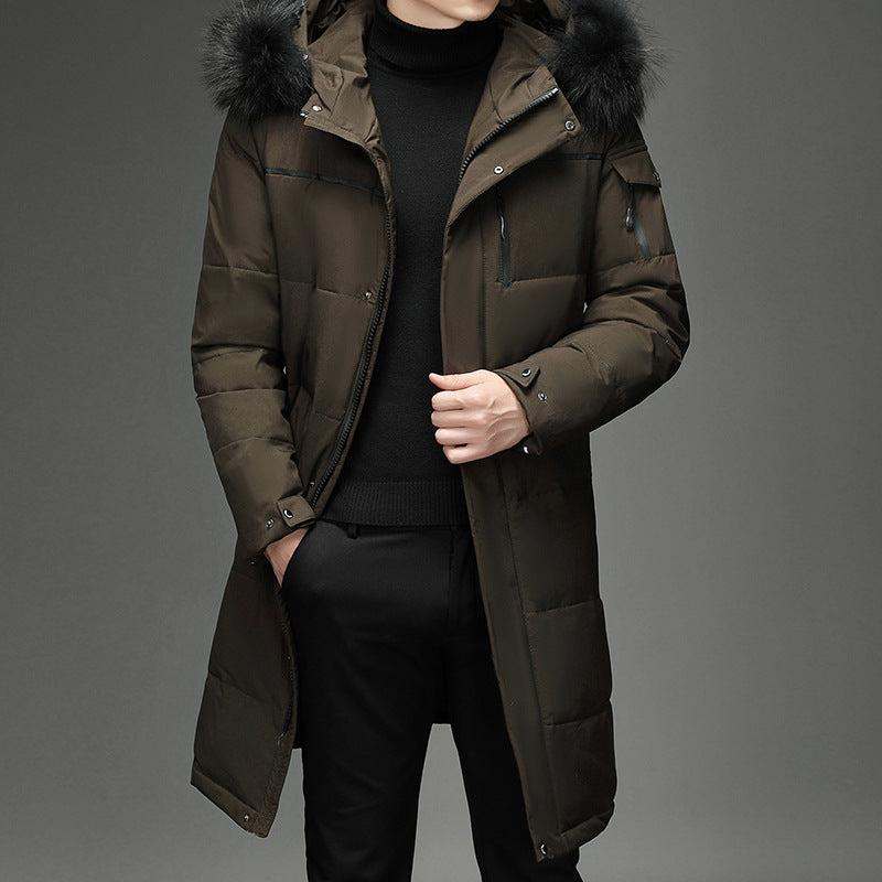 Men's Long Down Parka - Winter Coat with Hood