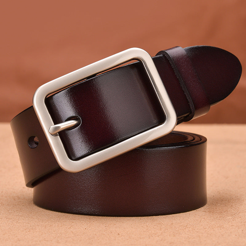 men's Square Pin Buckle Leather Belt