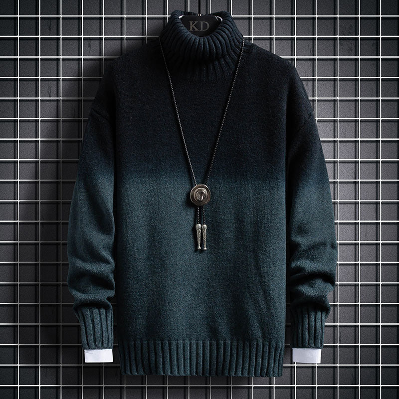 Oversized Turtleneck Ombre Knit Sweater