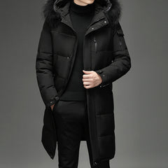 Men's Long Down Parka - Winter Coat with Hood