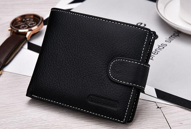 High-Quality Genuine Leather Bifold Wallet with Snap Closure