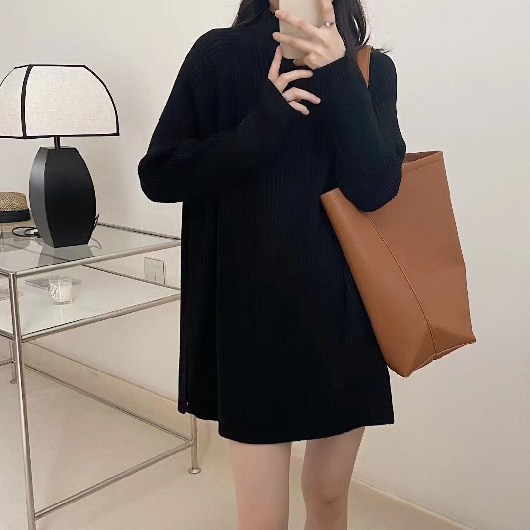 Cozy Oversized Ribbed Knit Sweater Dress