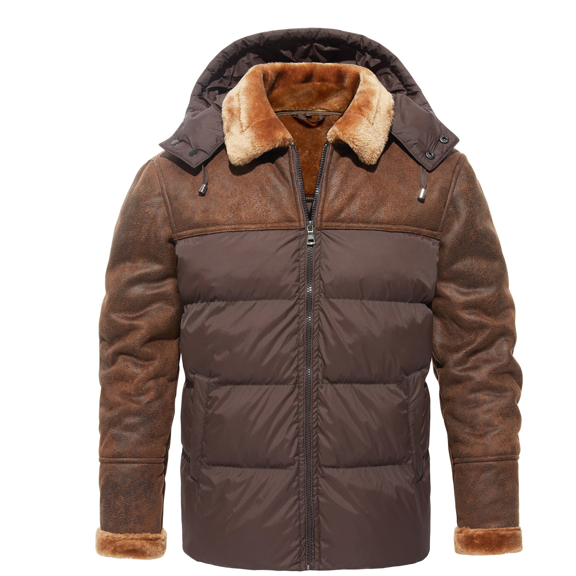 Men's Polyester Puffer Jacket - Winter Warmth & Style