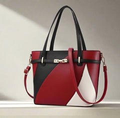 Chic and Stylish Color-Block Leather Shoulder Tote Bag