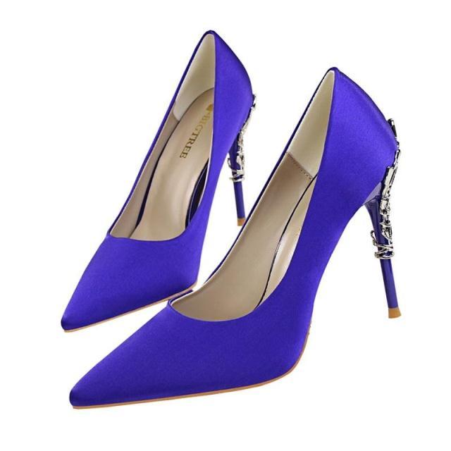 Enchanting Satin Heels with Ornate Accents: Elegant Evening Style