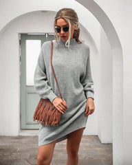 Cozy Turtleneck Knit Sweater Dress