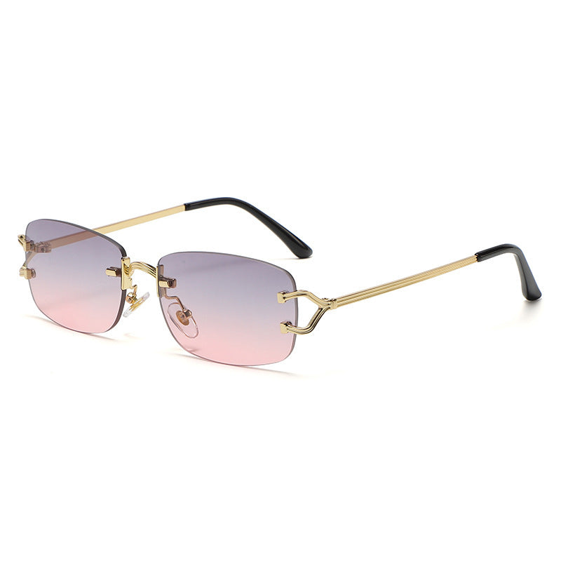 Chic Rimless Geometric Sunglasses with Sleek Metal Frames