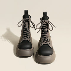 Lace-Up Platform Boots with Rugged Sole