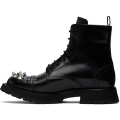 Edgy Leather Spike Platform Lace-Up Combat Boots