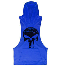 Gym Tank Top Hoodie – Men's Skull Graphic Training Hoodie