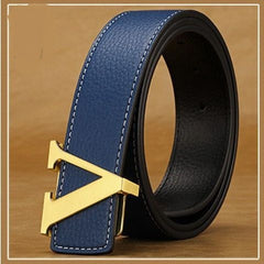 Men's Premium Leather Belt with V Buckle